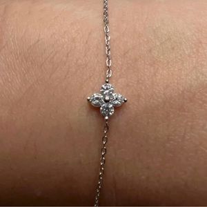 Sterling silver cubic zirconia flower bracelet